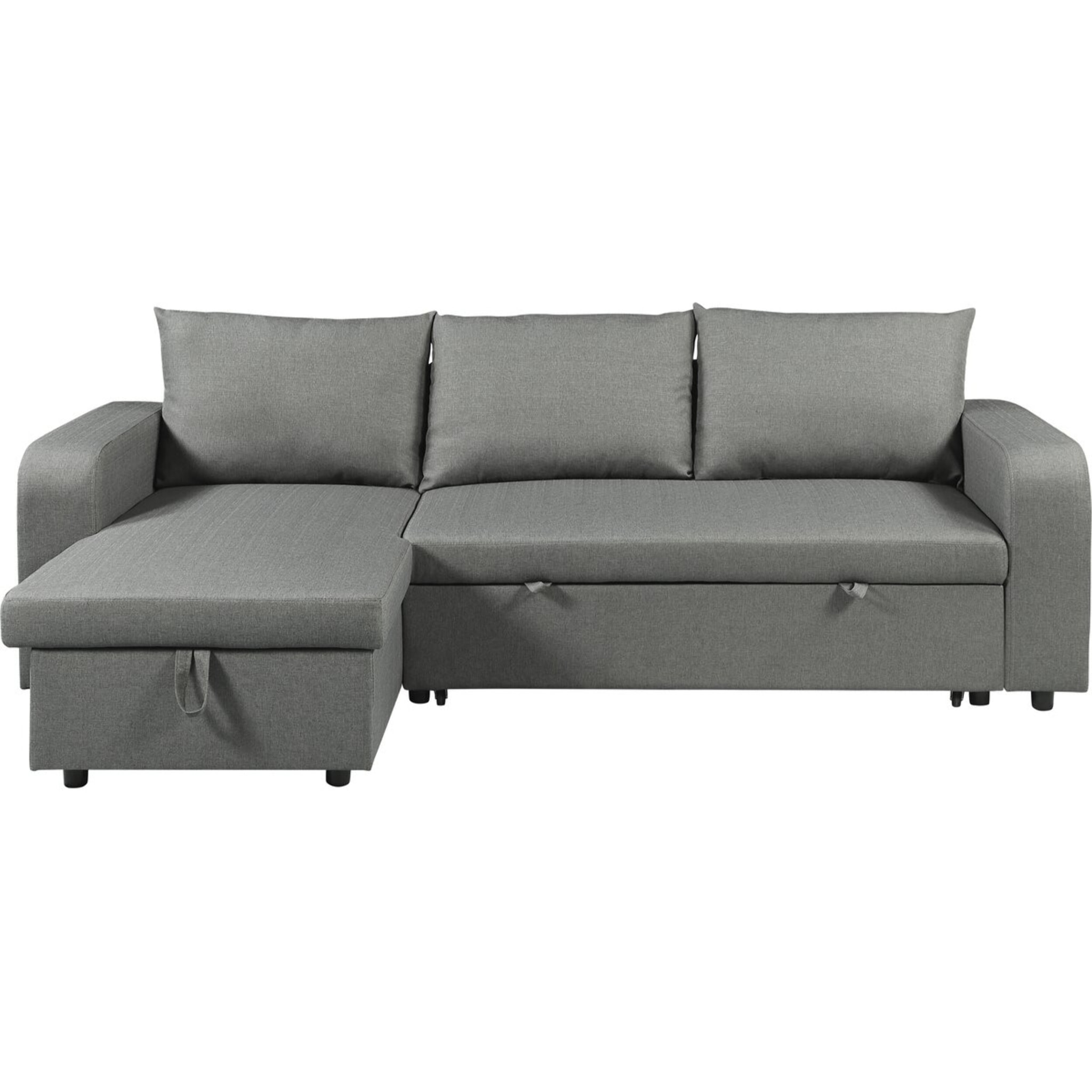Canapé d'angle réversible/convertible en tissu "Victor" - 3 places - Gris