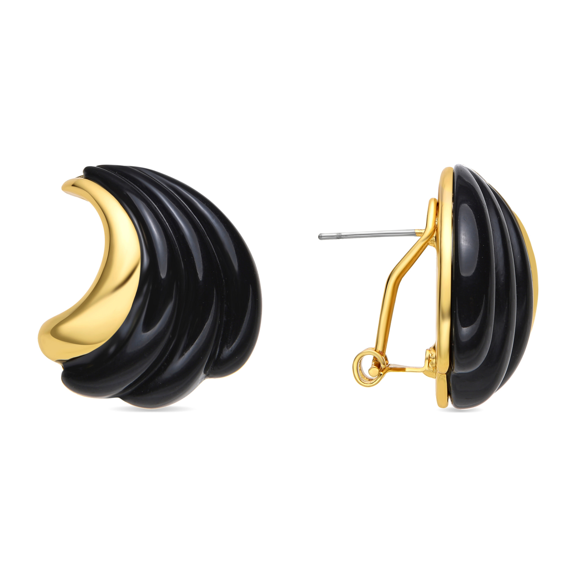 Pendientes con Resina Negra acabado oro 18k
