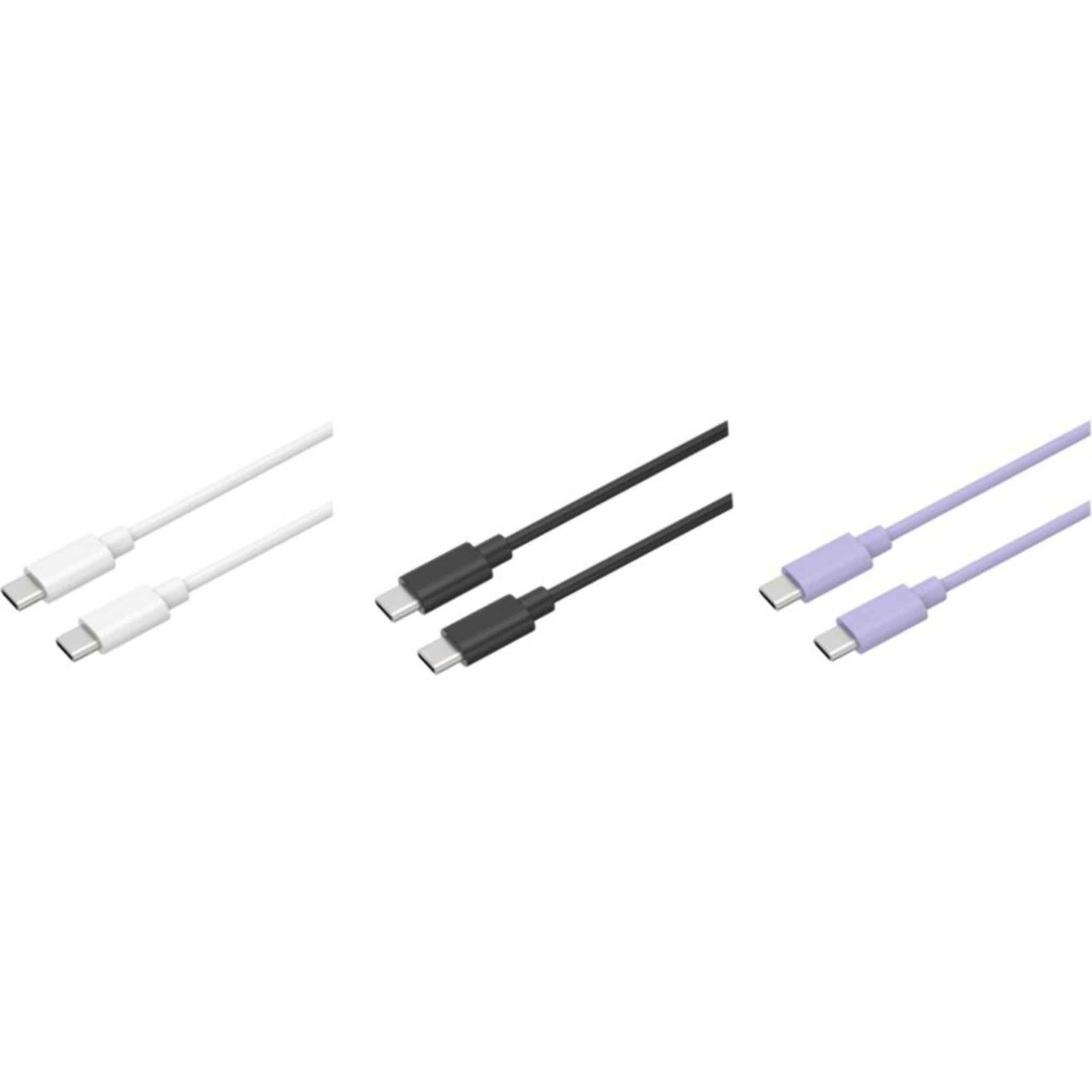 Câble USB C ESSENTIELB pack 3 câbles USB-C 1M Blanc/Noir/Mauve