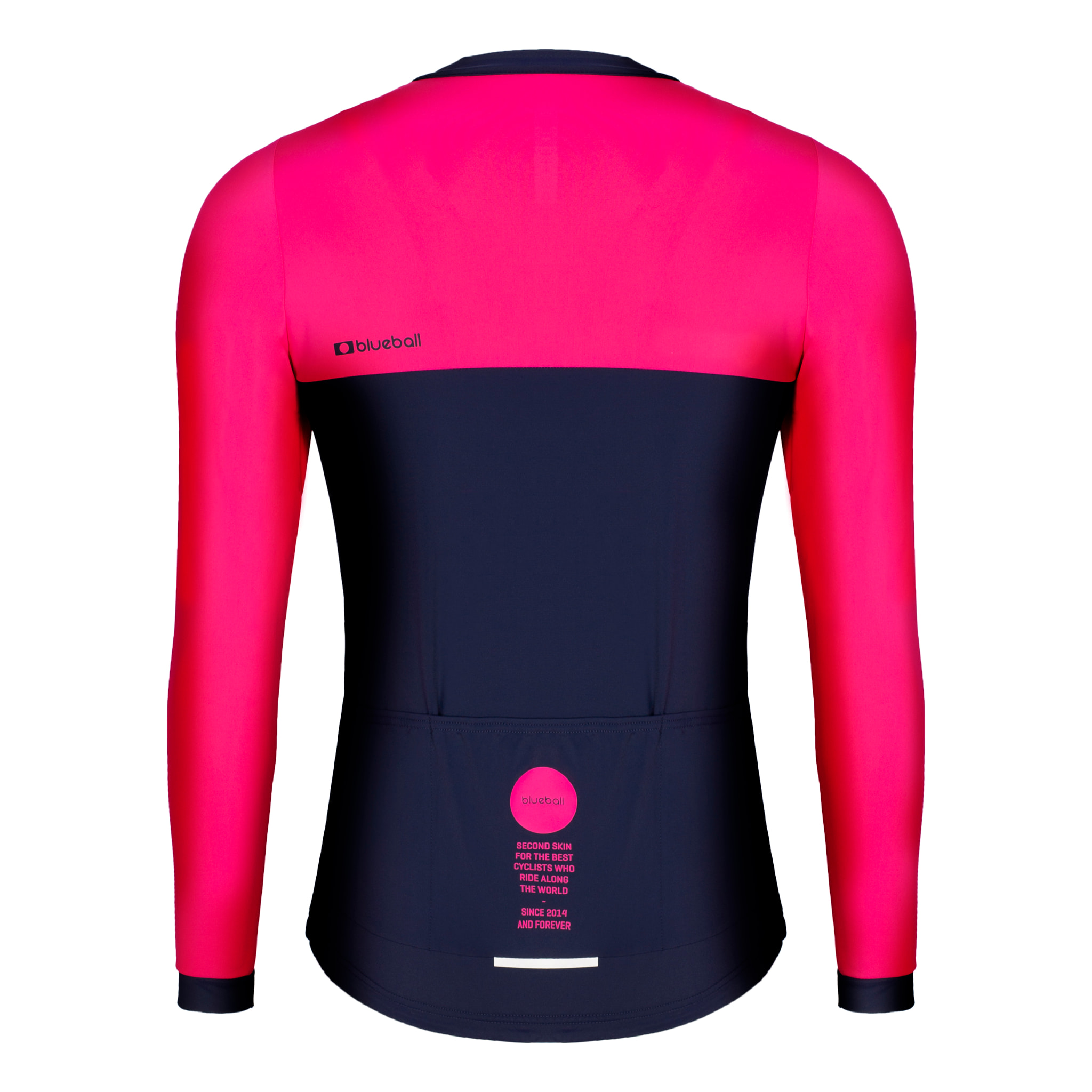Camiseta ciclista hombre manga larga color azul/rosa