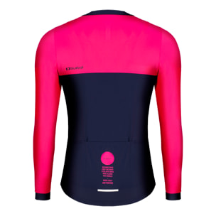 Camiseta ciclista hombre manga larga color azul/rosa
