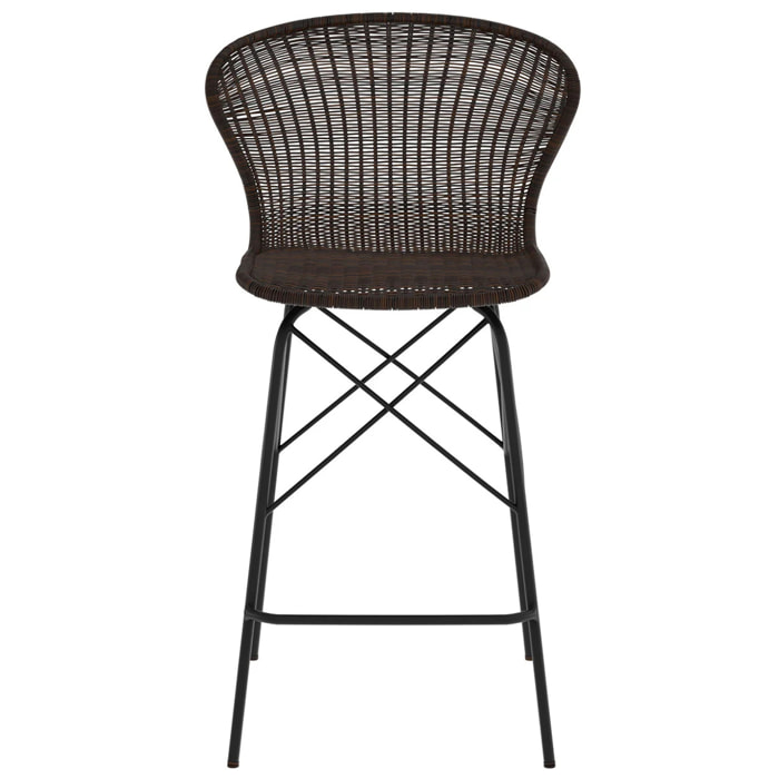 Lot de 2 chaises pour îlot central 63 cm en résine tressée marron - Palma
