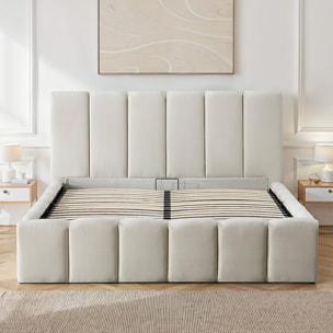 Lit Coffre en tissu beige Madeleine