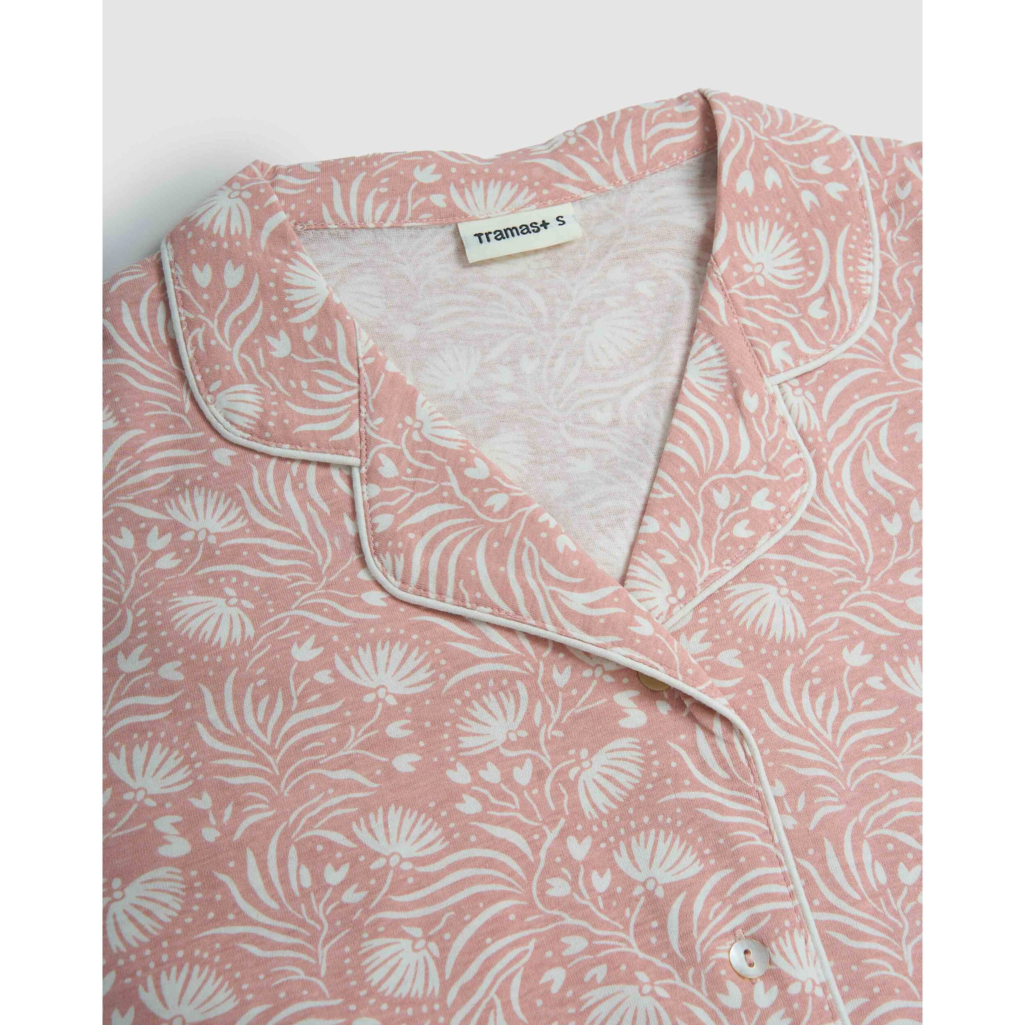 Pijama largo camisero algodón dusty rosa