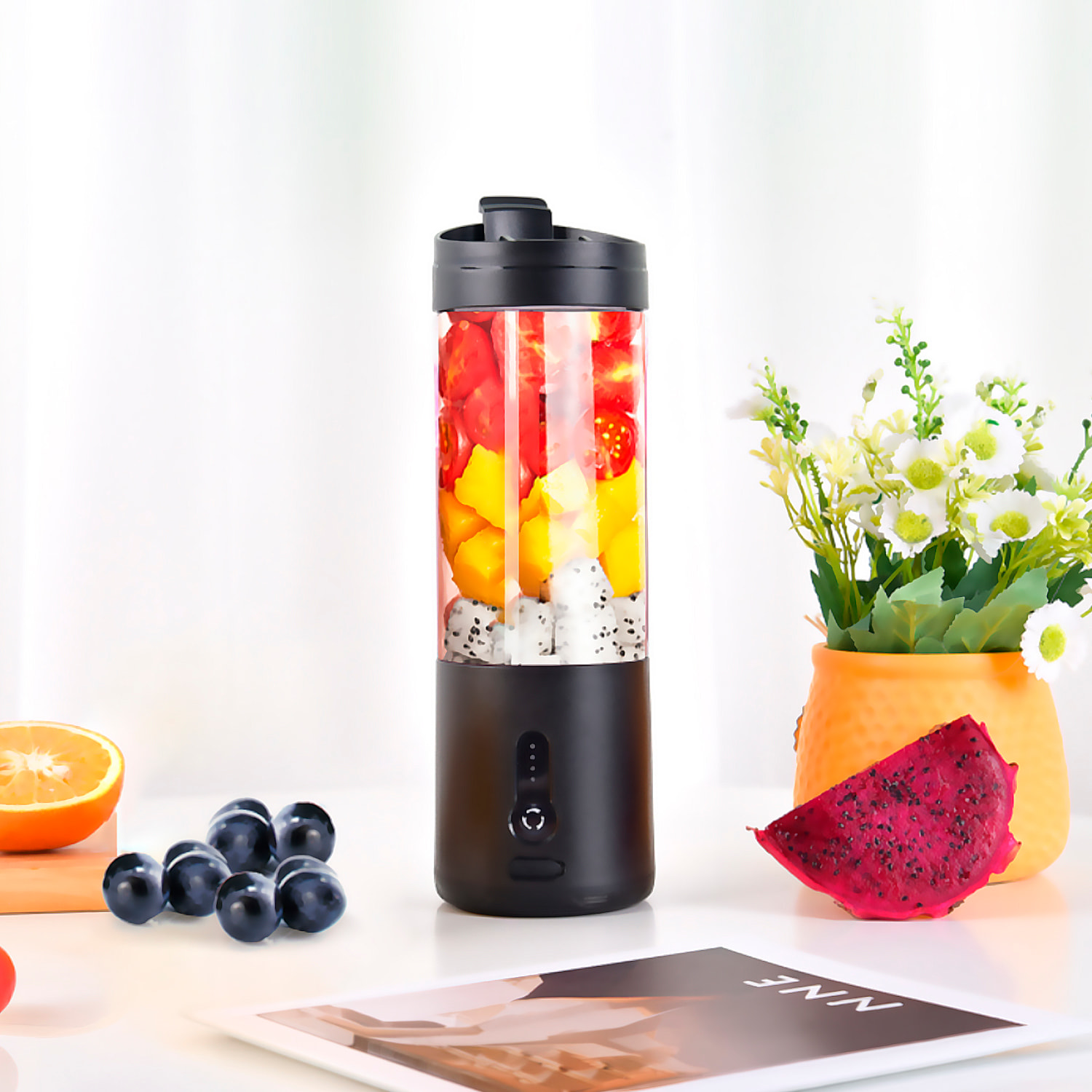 Batidora portátil HD-06 de 530 ml con potente motor de 240W, con batería recargable de 4000mAh.