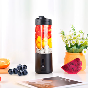 Batidora portátil HD-06 de 530 ml con potente motor de 240W, con batería recargable de 4000mAh.