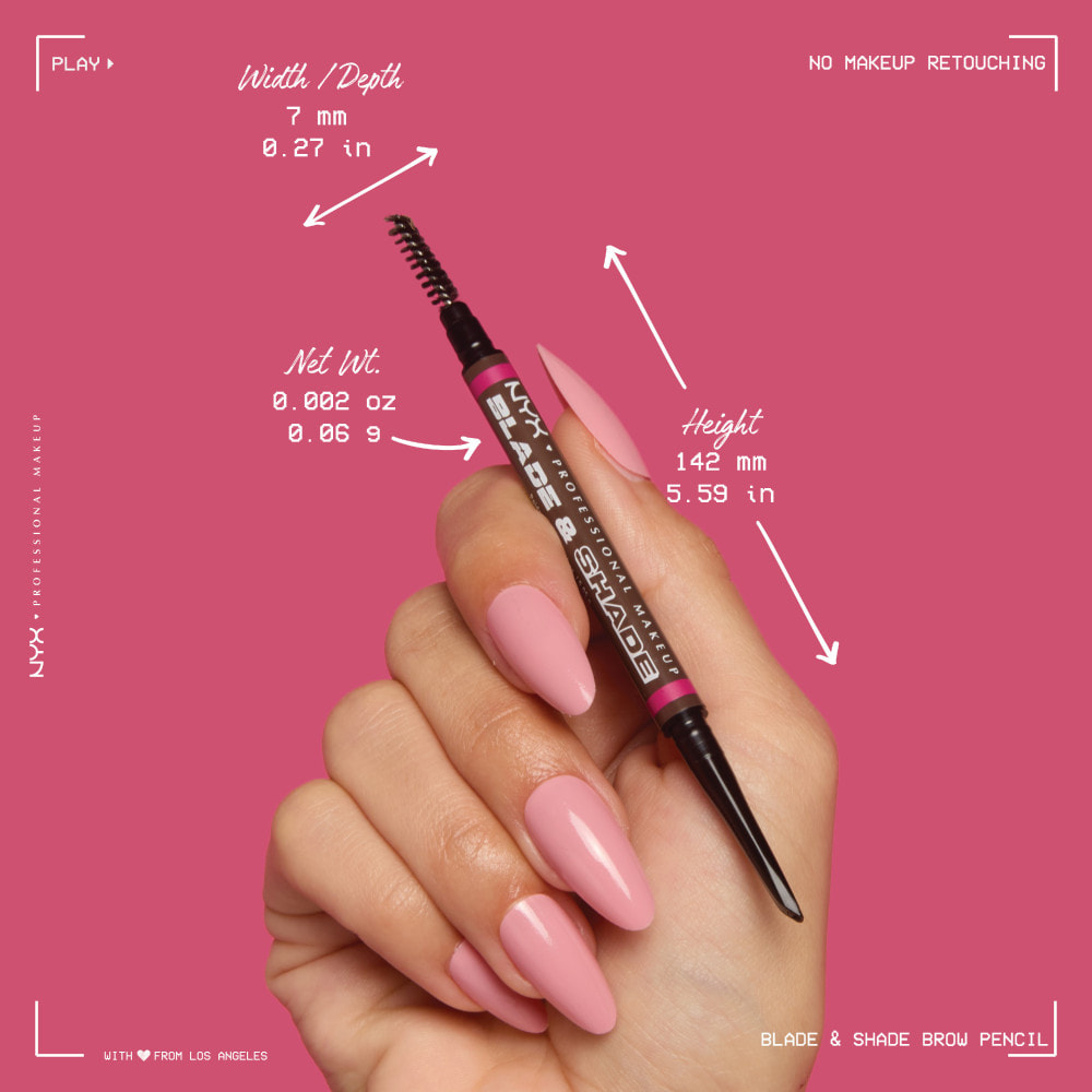 NYX Professional Makeup Blade & Shade, Crayon sourcils double embout, tenue jusqu'à 16h, Brunette