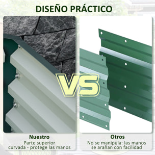 Jardinera Exterior Grande Rectangular de Acero Galvanizado Huerto Urbano para Cultivar Plantas Flores Hierba Macetero Grande Exterior con Base Abierta 120x120x30 cm Verde
