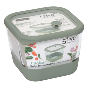 Boîte de conservation Siliglass carré 1,35L gris