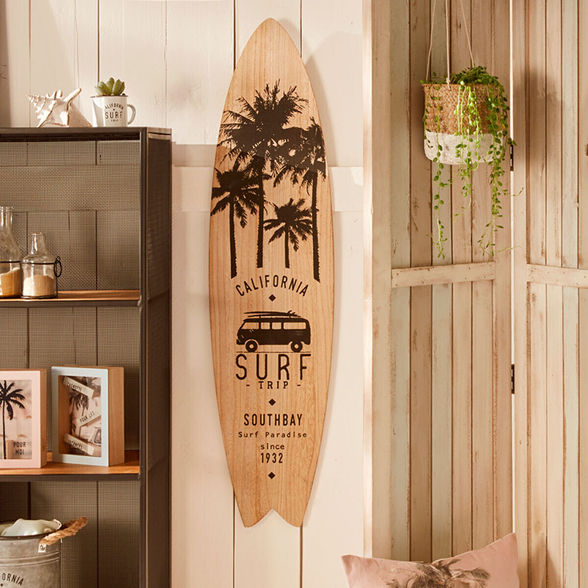 Planche "Surf" bois et métal 110x27cm