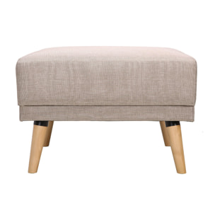 Pouf repose-pieds scandinave en tissu beige et bois clair ULLA