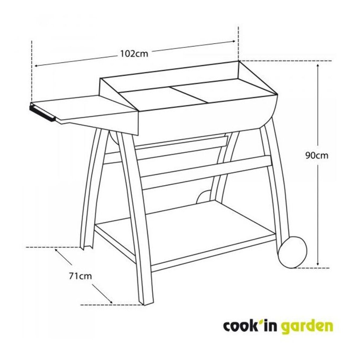 Barbecue charbon COOK'IN GARDEN TONINO 50 noir sur chariot 50 cm