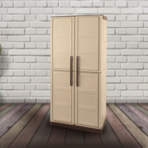 Armario de altura completa en polipropileno, material reciclable y ecológico sostenible, está equipado con bisagras de acero y estantes ajustables, di