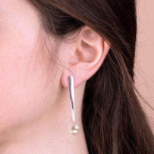 Orecchini Pendenti con Perle Grigie d'Acqua Dolce Ø 10 mm