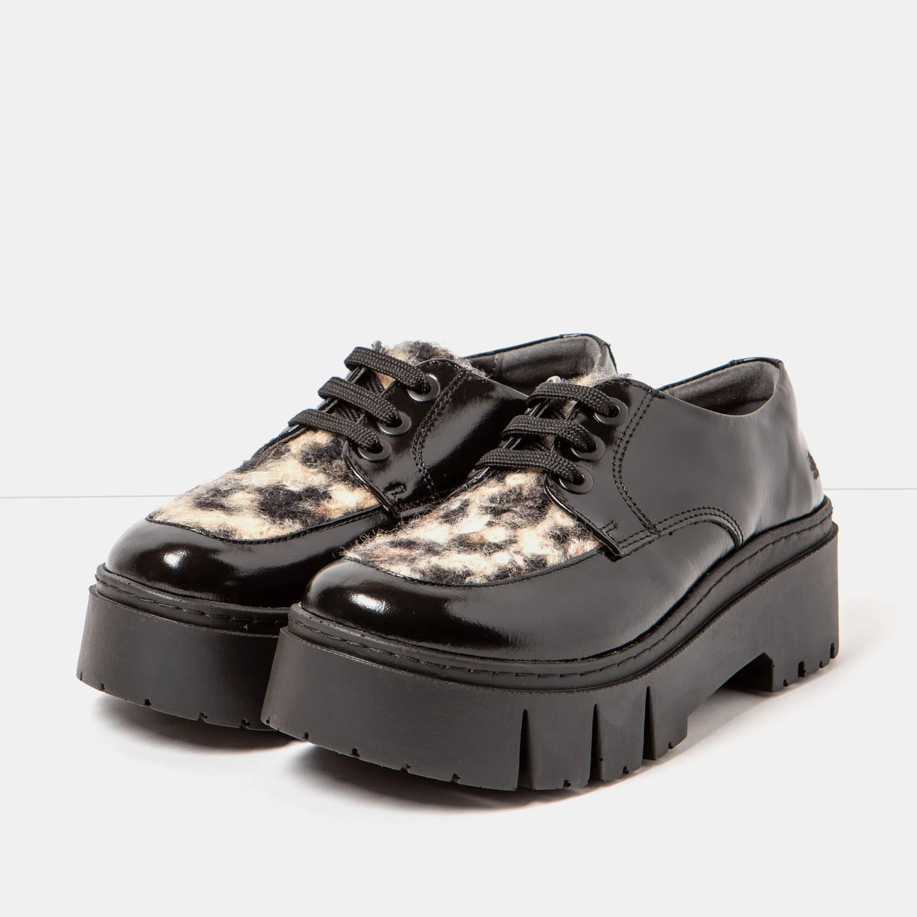 Zapatos 1765 NAPPA SHINNY BLACK-LEOPARD / LEEDS color Black-leopard