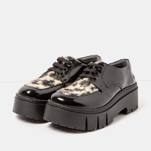 Zapatos 1765 NAPPA SHINNY BLACK-LEOPARD / LEEDS color Black-leopard