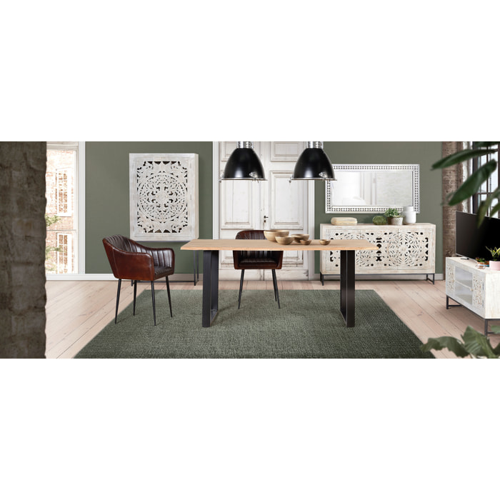 Mesas de Comedor de Madera de Acacia 200 Cm Estilo Rústico Moderno