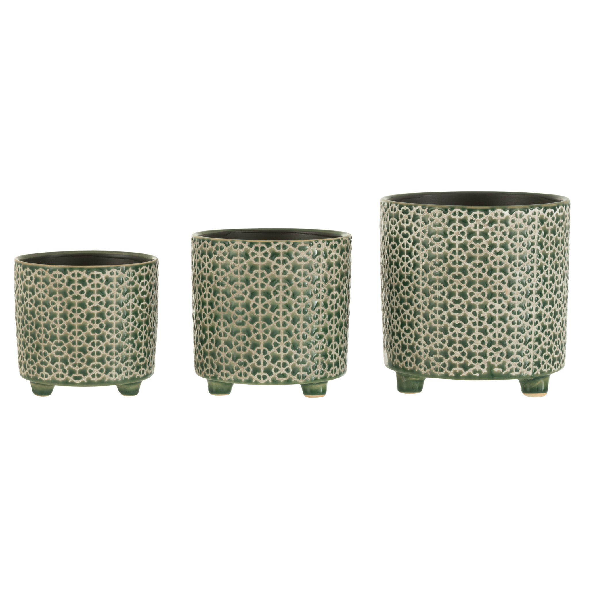 J-Line Pot de fleurs avec pieds, pot de fleurs en vert, support de fleurs en céramique pour plantes d'intérieur et fleurs, pot de plantes comme décoration de table, décoration de plantes et décoration de salon, ⌀ 16.5 cm