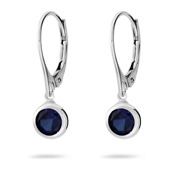 Orecchini Pendenti con Cubic Zirconia Blu in Argento 925
