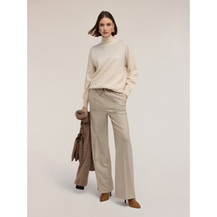 Motivi - Pantalones palazzo de franela - Beige