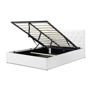Lit coffre Hanna 160x200cm simili cuir blanc