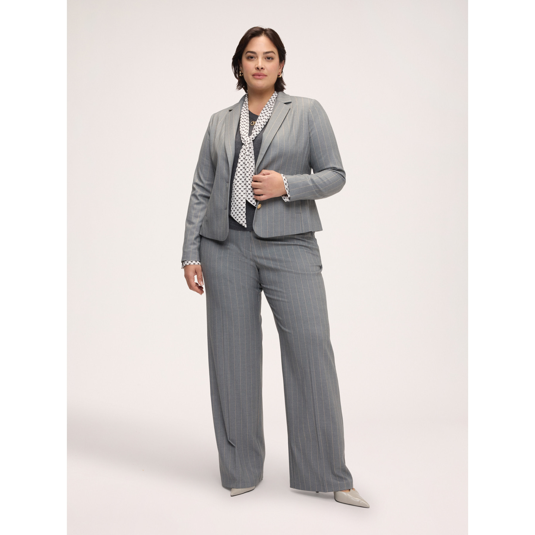 Fiorella Rubino - Pantaloni Wide Leg gessati - Grigio