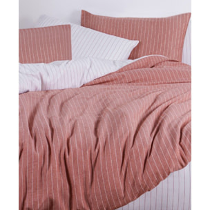 Parure de lit 100% coton tisse teint Ocre