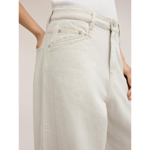 Motivi - Pantaloni barrel in drill misto lino - Bianco