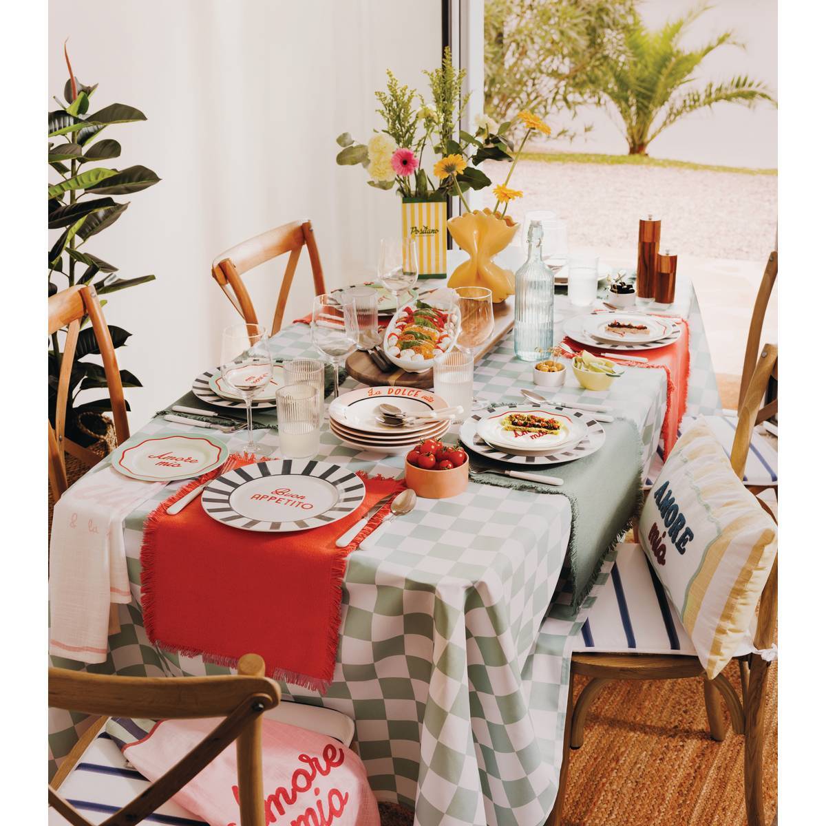 Coussin Della pasta 50x10cm rayures jaune