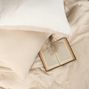 Parure housse de couette gaze de microfibre ecru naturel