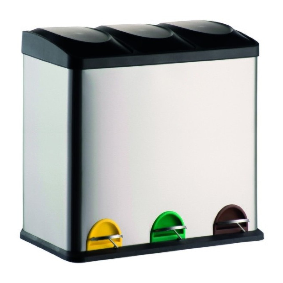 Poubelle à  pédale Tri sélectif Inox 3x20L MSV