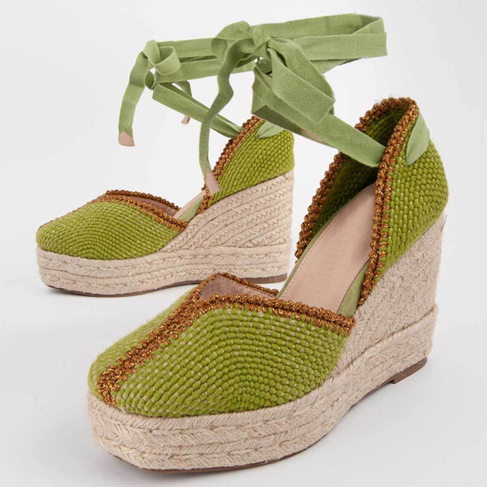 Alpargata De Cuña - Verde - Altura: 8 Cm