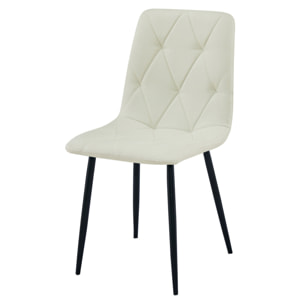 Sedia Libra beige imbottita con gambe in metallo nero