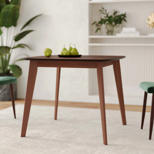 Table carrée 4 personnes en bois foncé finition noyer 90 cm - Julio