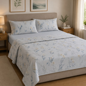HERMET Completo Letto Matrimoniale Livia Avio 100% Cotone 240x290 cm