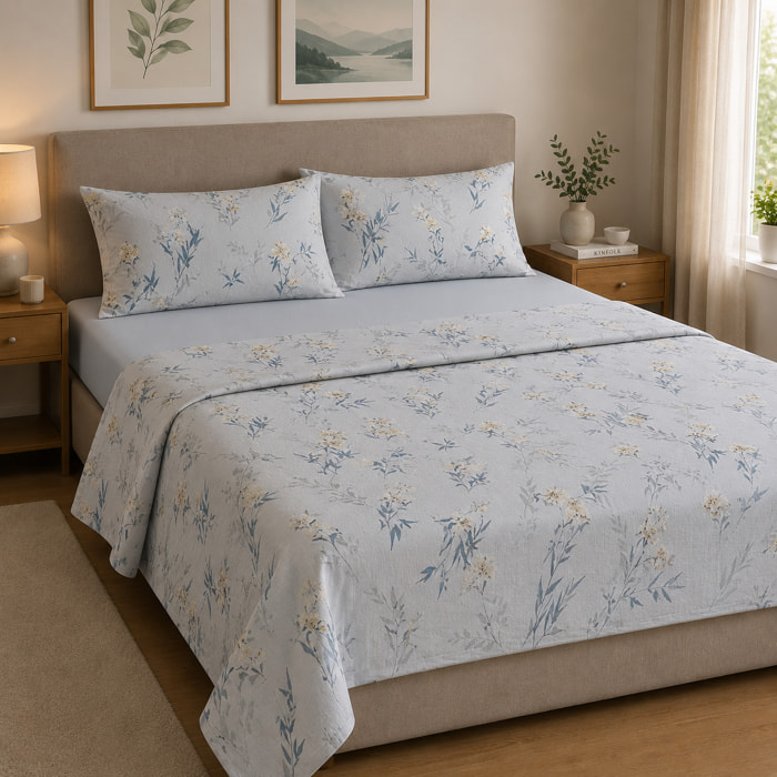 HERMET Completo Letto Matrimoniale Livia Avio 100% Cotone 240x290 cm