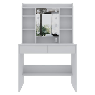 Toeletta Tavolino Trucco Tavolo Con 9 Luci LED Luminosità E Tonalità Regolabili Specchio 2 Cassetti 7 Vani A Giorno Mensole 40 x 90 x 144.7 Cm Bianco