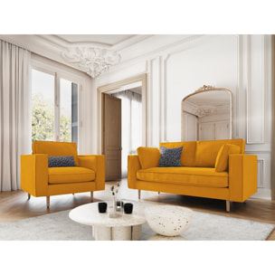 Fauteuil "Alexis" en velours côtelé jaune