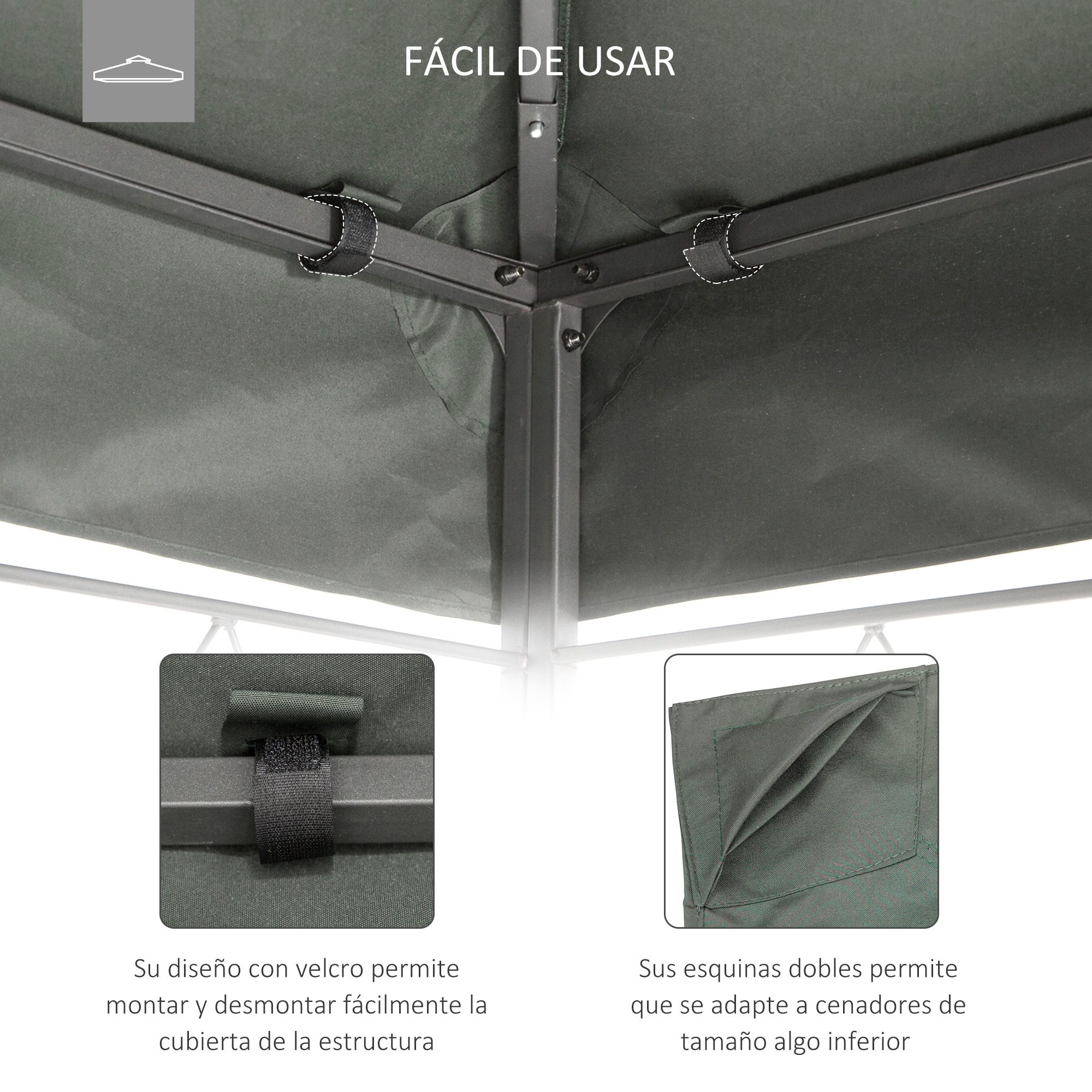 Outsunny Techo de Repuesto 4x3 m para Cenador Jardín Exterior 2 Niveles Gris