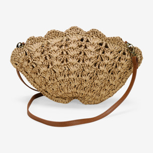 Bolso concha rafia marrón con conchas