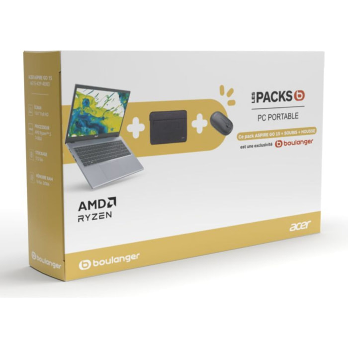 Ordinateur portable ACER Aspire AG15-42P-R083 15,6" AMD Ryzen 5 7430U 16 Go RAM SSD 512 Go (accessoire inclus)
