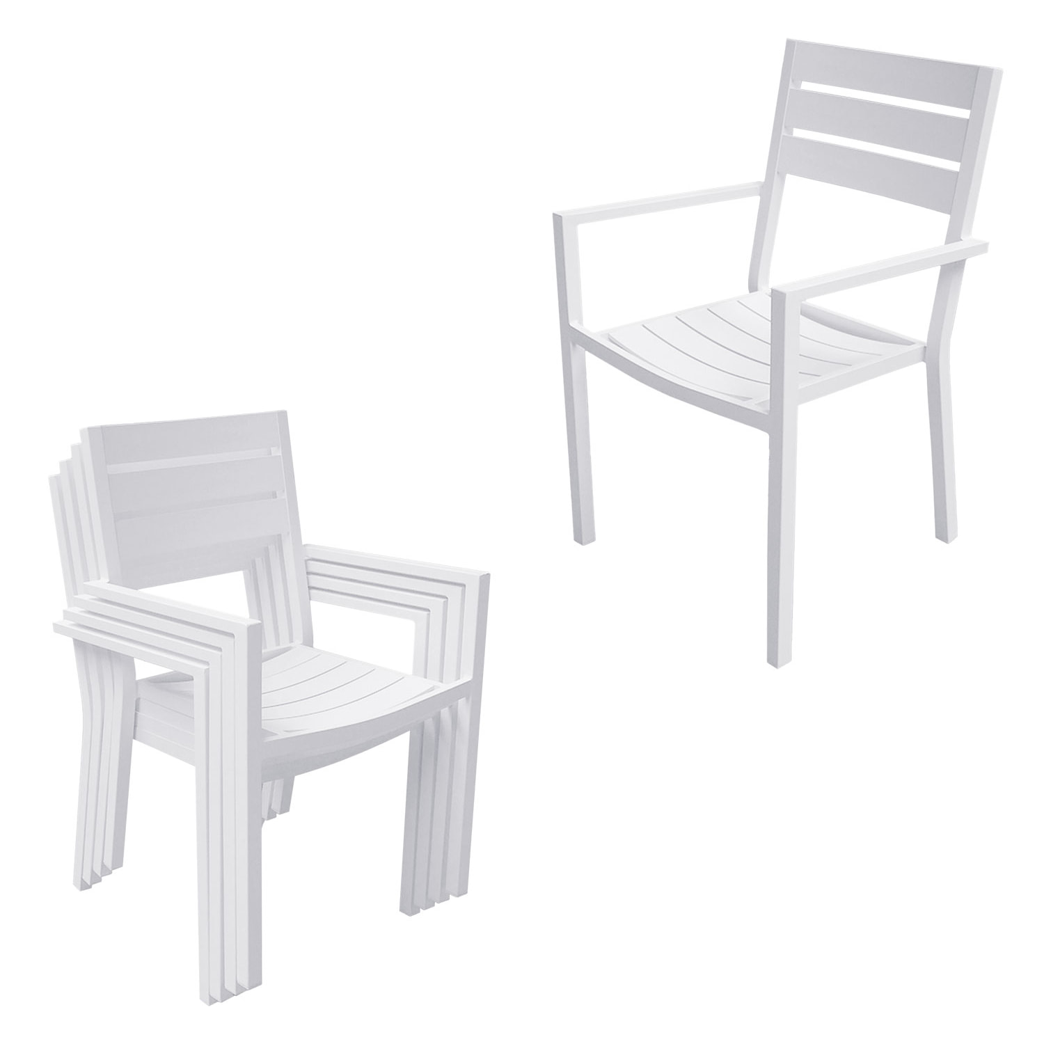 Salon de jardin VENEZIA extensible 90/180 en aluminium blanc - 8 places