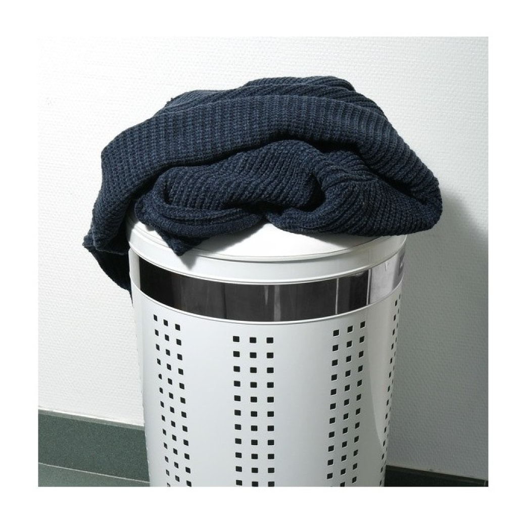 MSV Panier à  linge 46L avec couvercle coussin Inox Blanc
