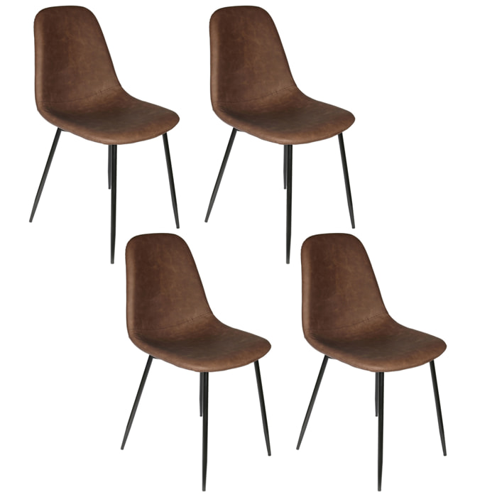 Chaise Pu Amber Marron - Lot De 4