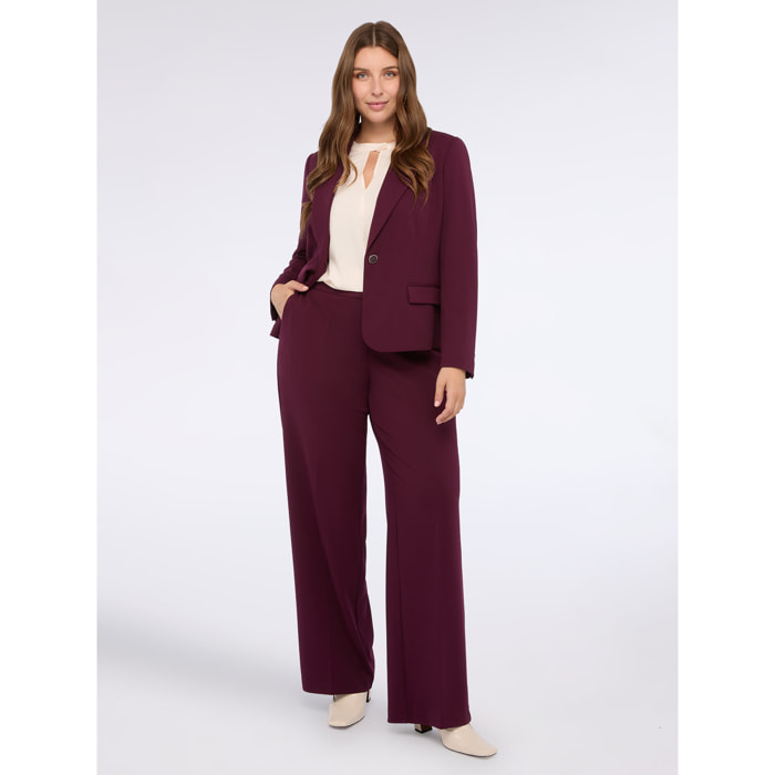 Fiorella Rubino - Pantaloni wide leg in tessuto stretch - Bordeaux