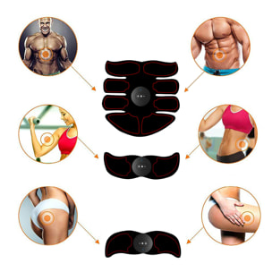 Estimulador electrónico y masaje EMS Z81Q con mando a distancia. Para abdominales, brazos y piernas. Batería recargable.