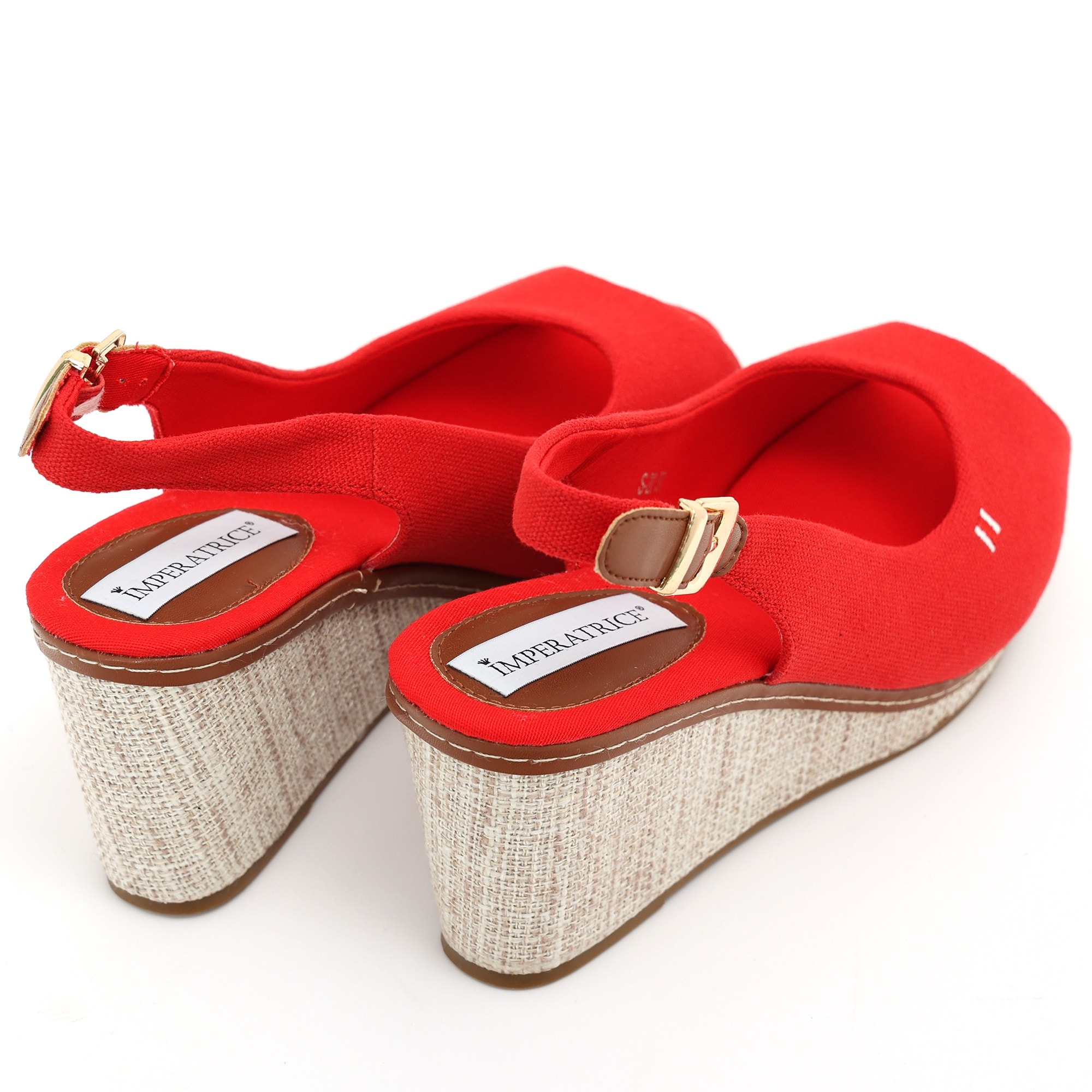 Sandali in tessuto con zeppa