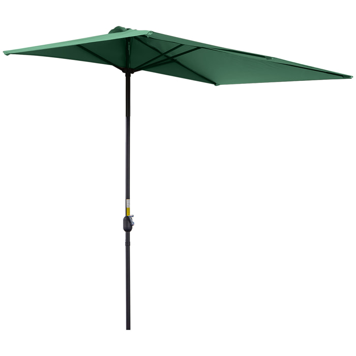 Sombrilla Rectangular 230x130x245 cm Parasol para Pared Media Sombrilla con Manivela Protección UV 30+ Impermeable Sombrilla para Balcón Terraza Jardín Verde
