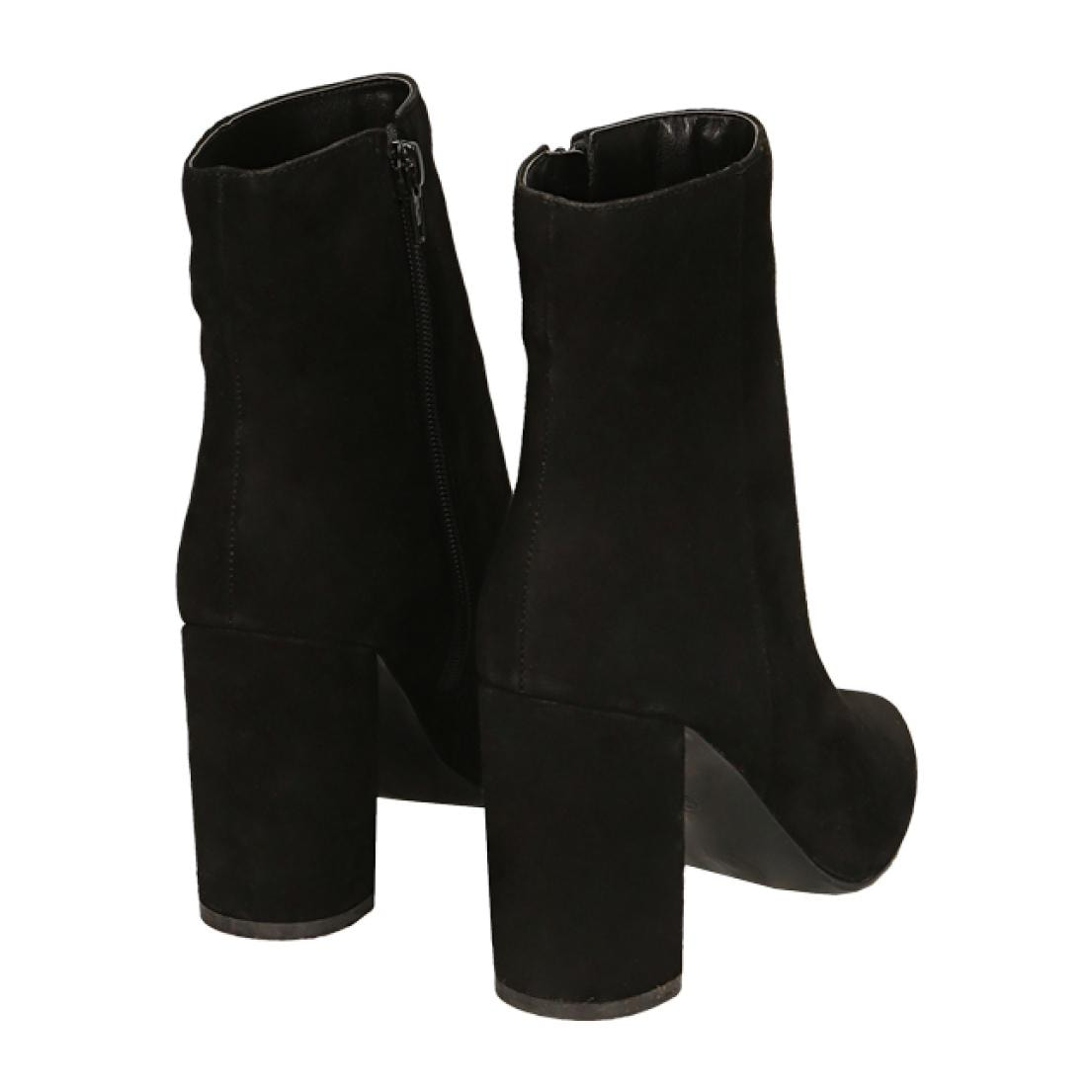 Ankle boots neri in camoscio, tacco 9 cm