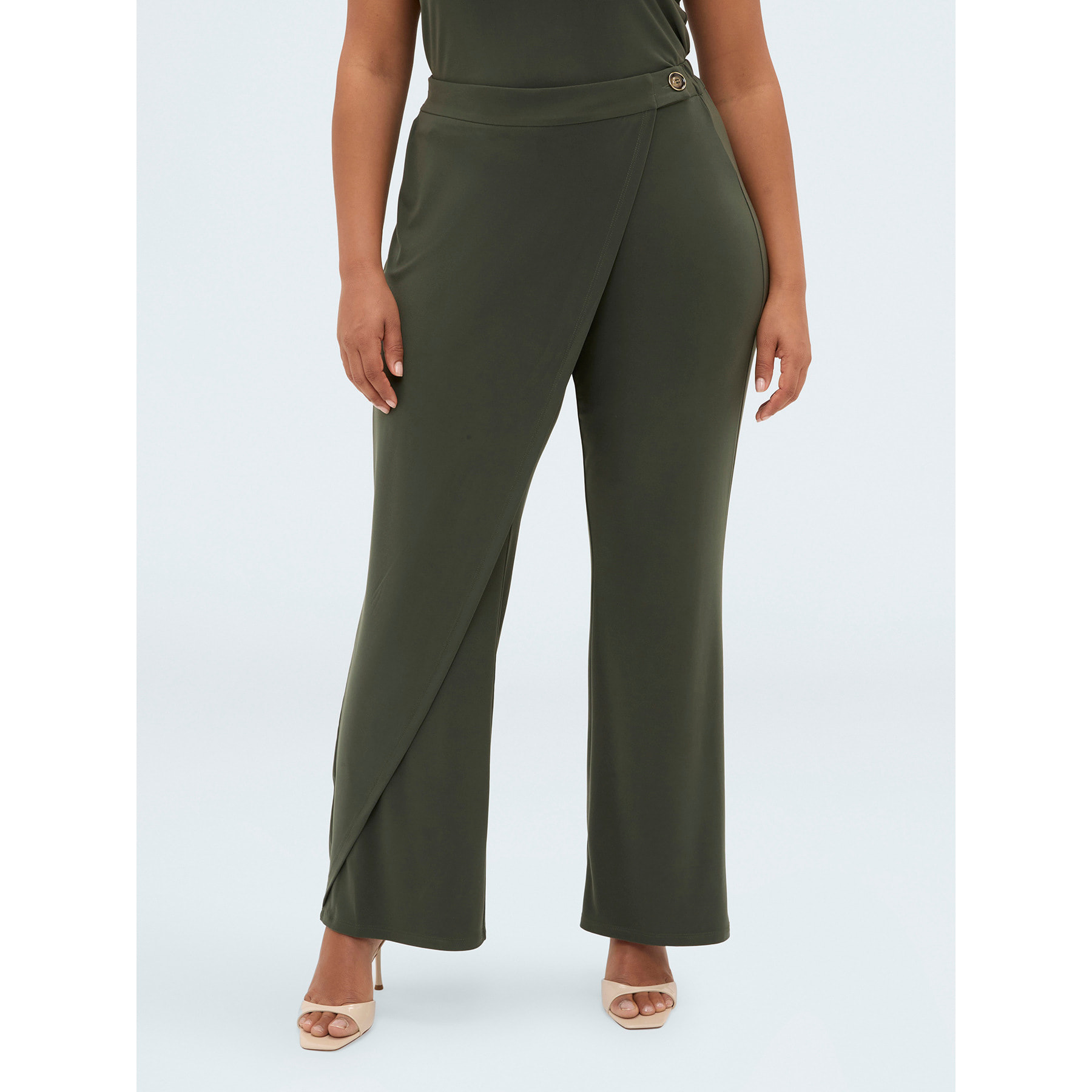 Fiorella Rubino - Pantaloni in jersey con chiusura portafoglio - Verde militare